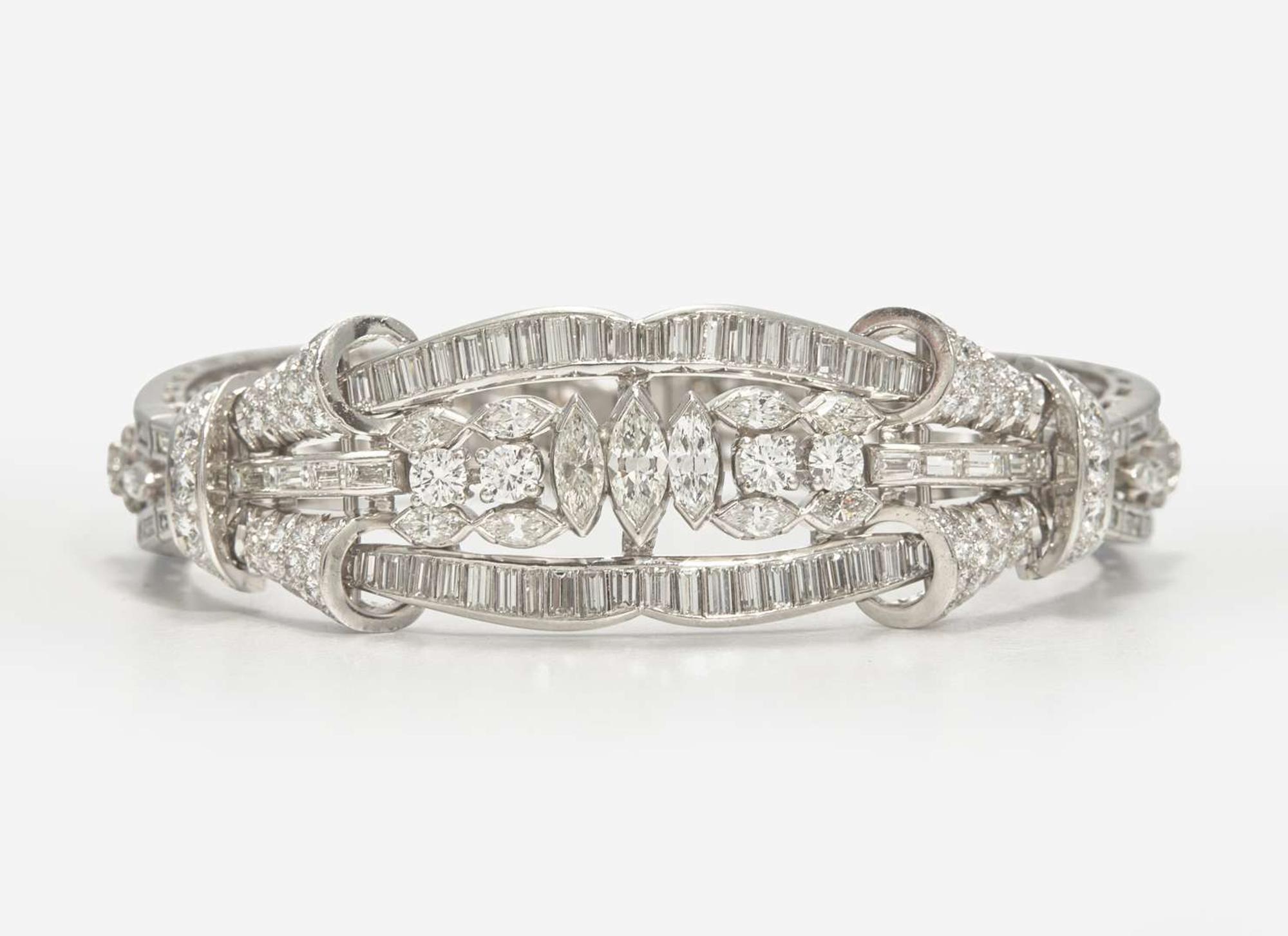 A 14K White Gold and Diamond Bracelet