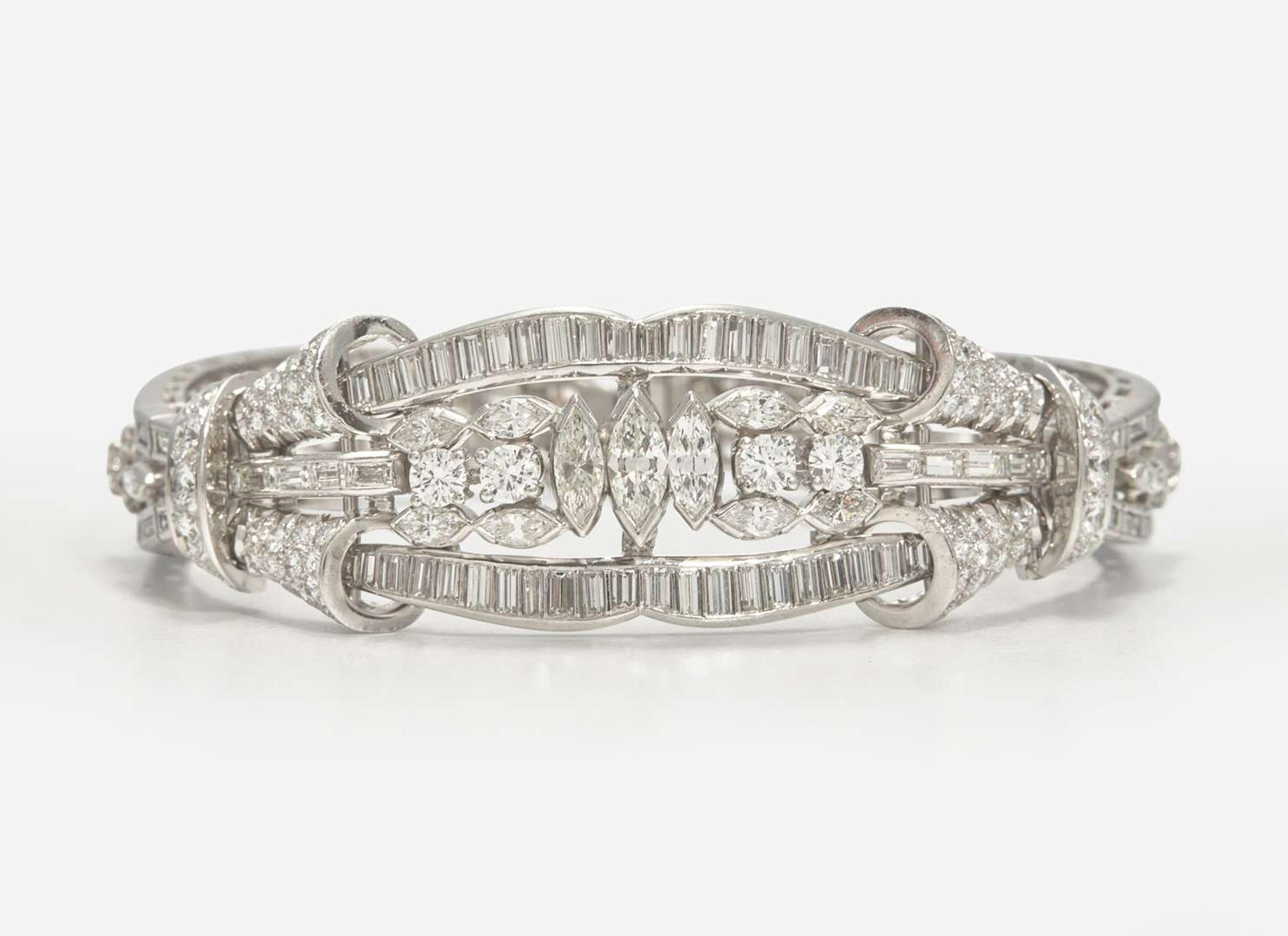 A 14K White Gold and Diamond Bracelet