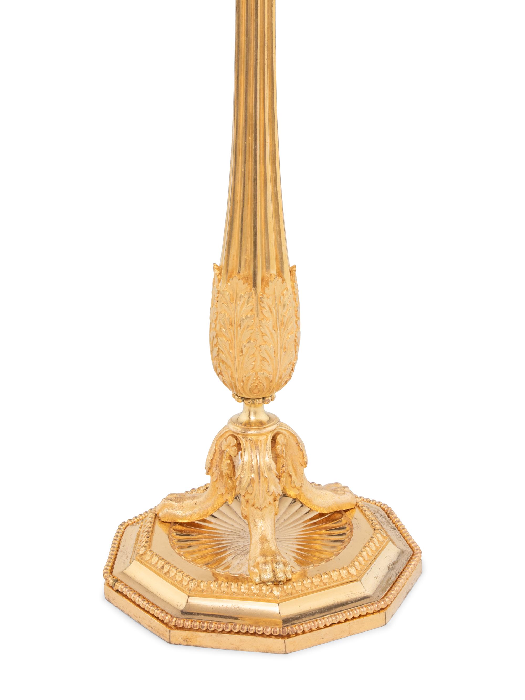 A Pair of George III Gilt Bronze Four-Light Candelabra