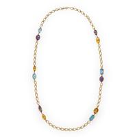 Amethyst, Citrine, Blue Topaz, and Yellow Gold Necklace