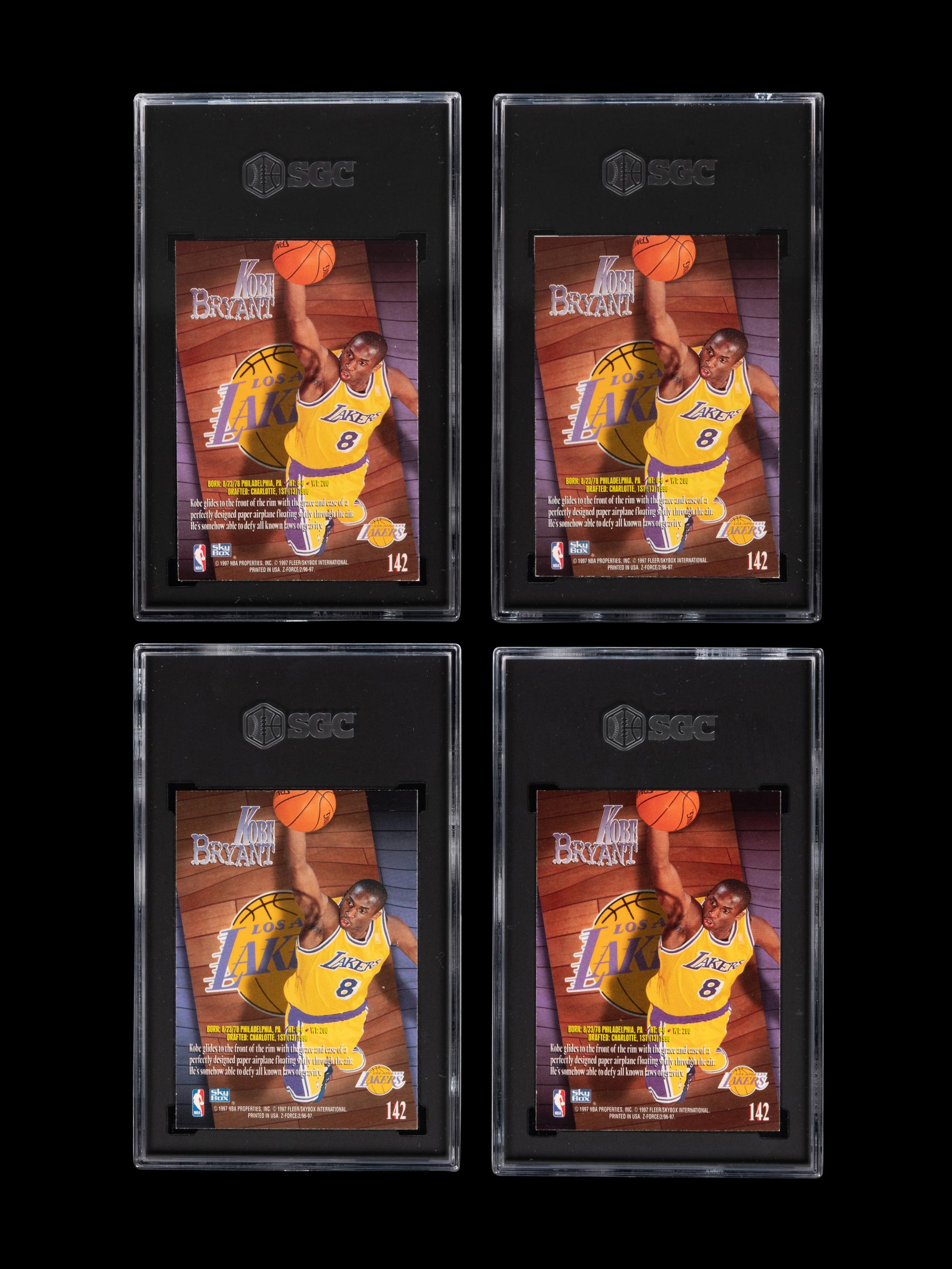 A Group of Four SGC Graded 1996-97 Skybox Z-Force Kobe Bryant Rookie Basketball Cards No. 142,