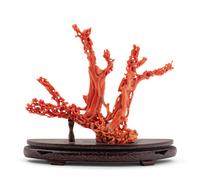 A Chinese Carved Coral Figural Group