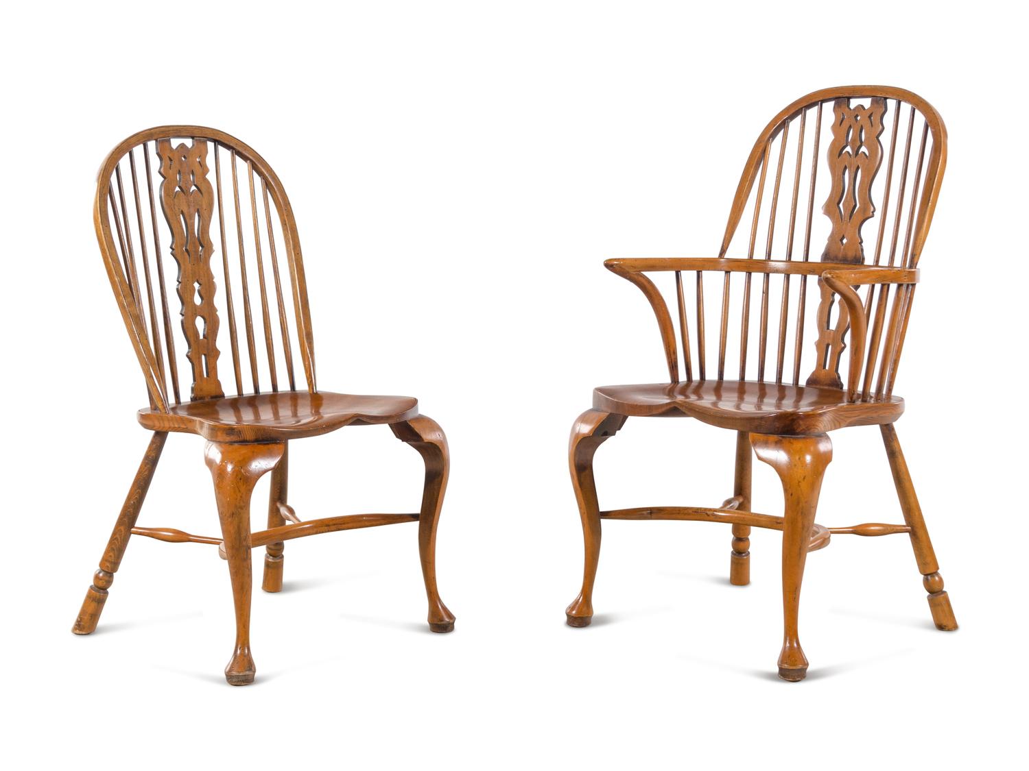 A Set of Eight Elm Windsor Chairs