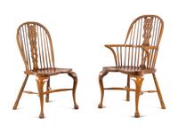 A Set of Eight Elm Windsor Chairs