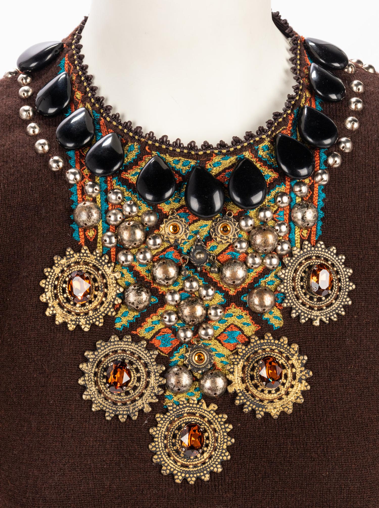 Five Oscar de la Renta Embellished Neckline Sweaters, ca.2009