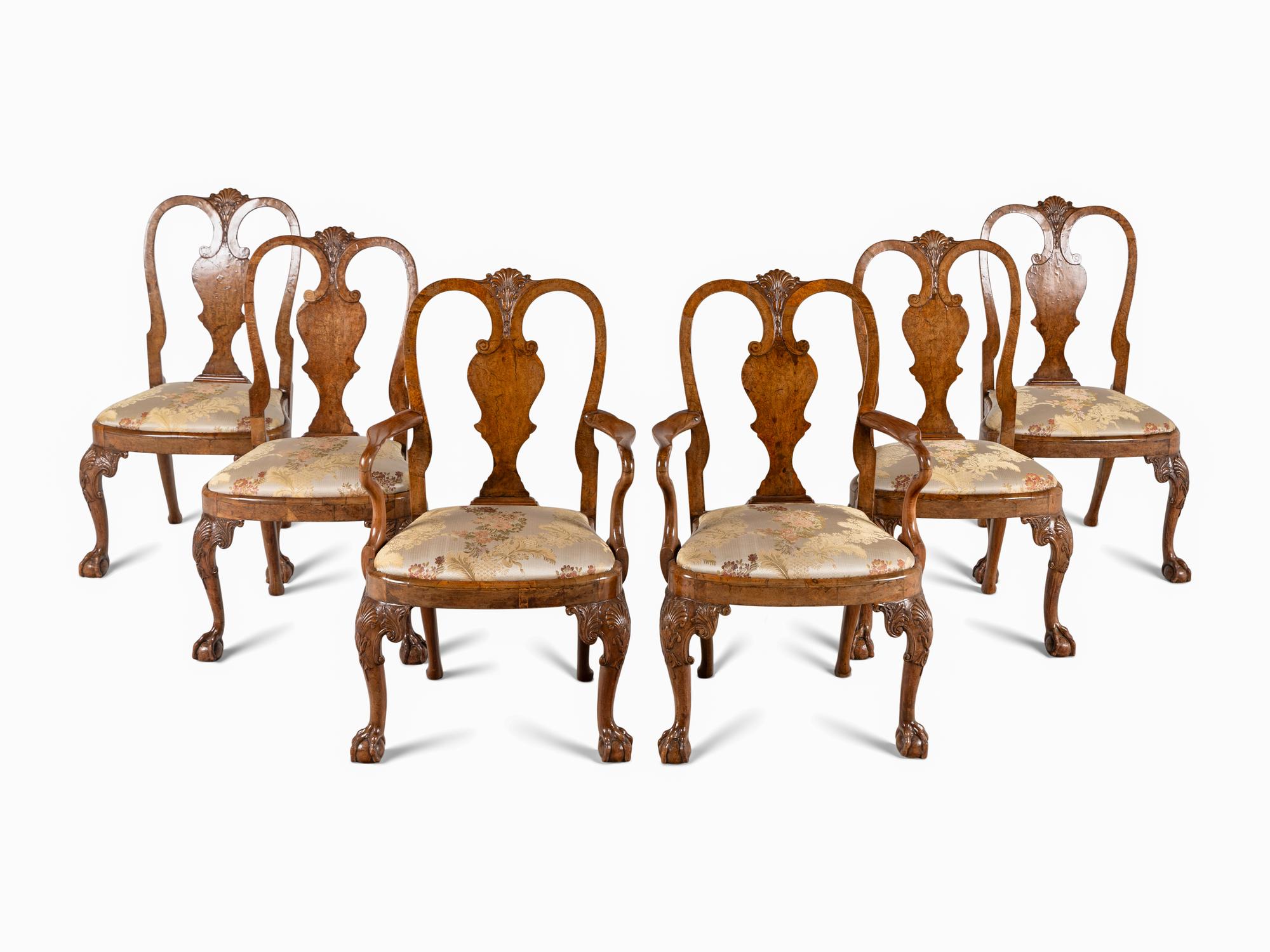 A Set of Six George I Walnut Dining Chairs