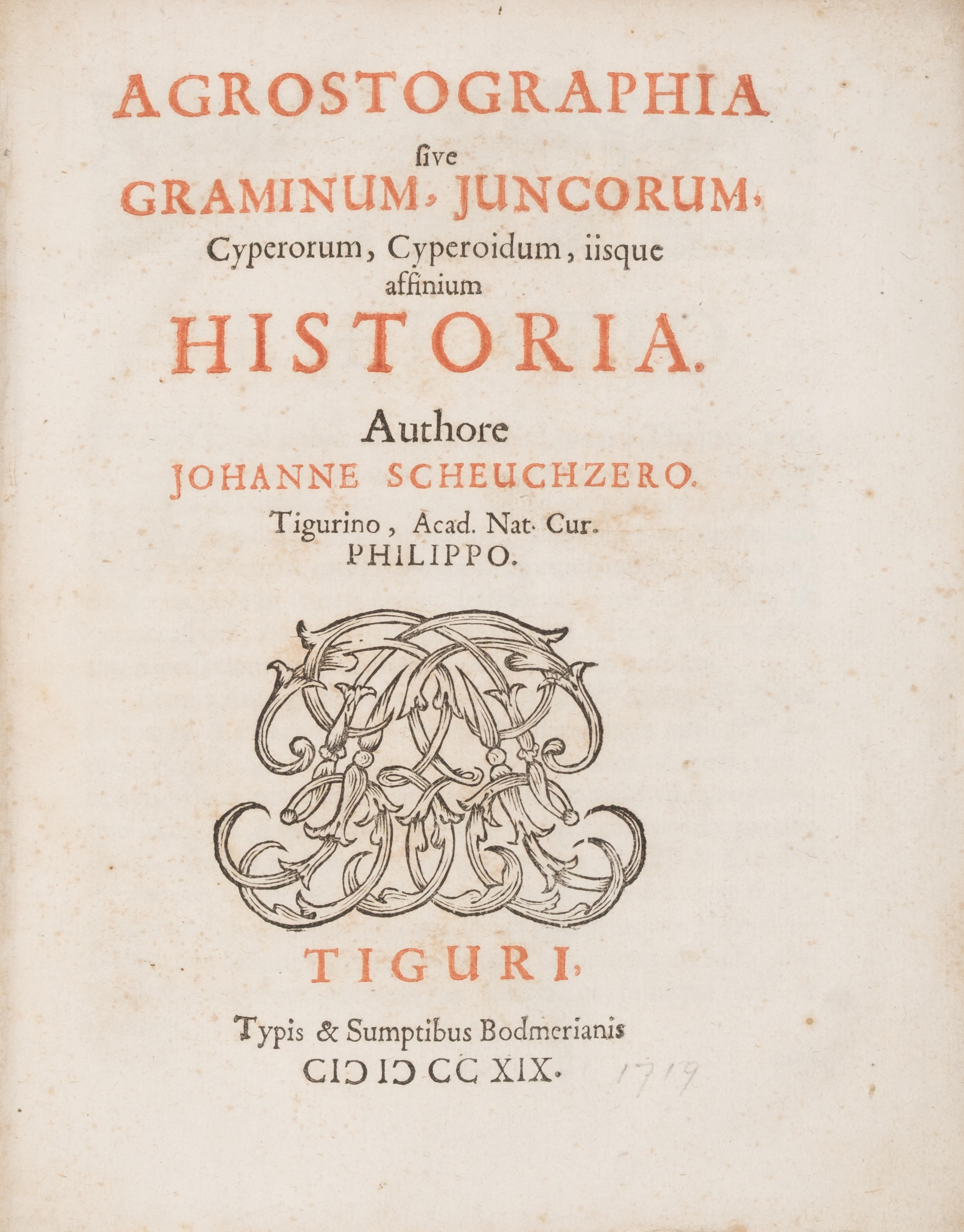 [Natural History] Scheuchzer, Johann. Agrostographia sive graminum, juncorum, cyperorum