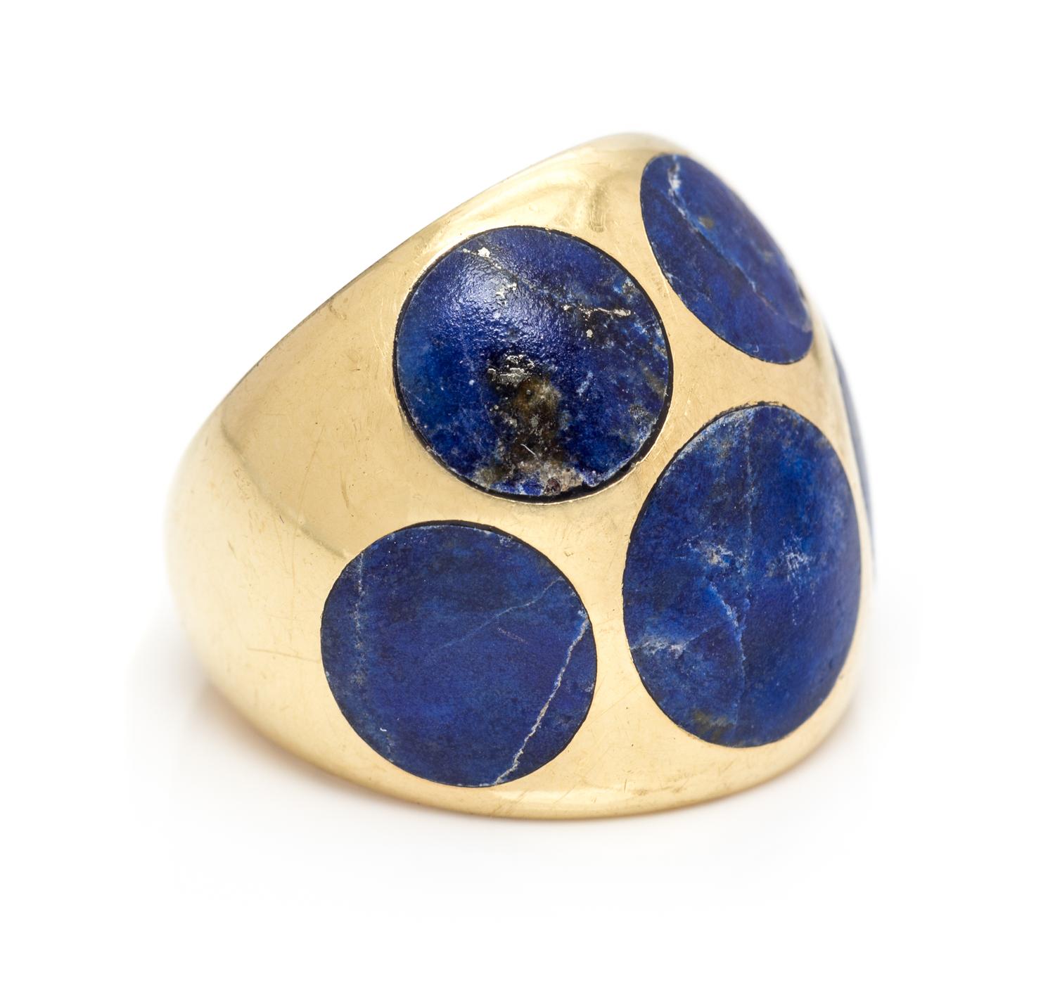 An 18 Karat Yellow Gold and Lapis Lazuli Band, Van Cleef & Arpels, 5.20 dwts.