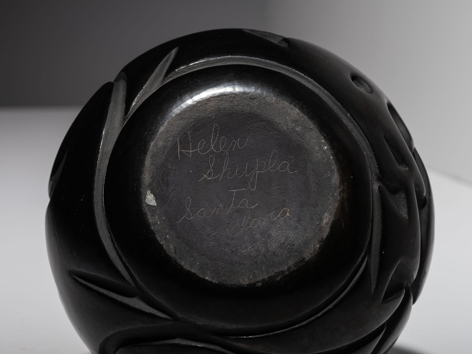 Carved Blackware Pottery Jar