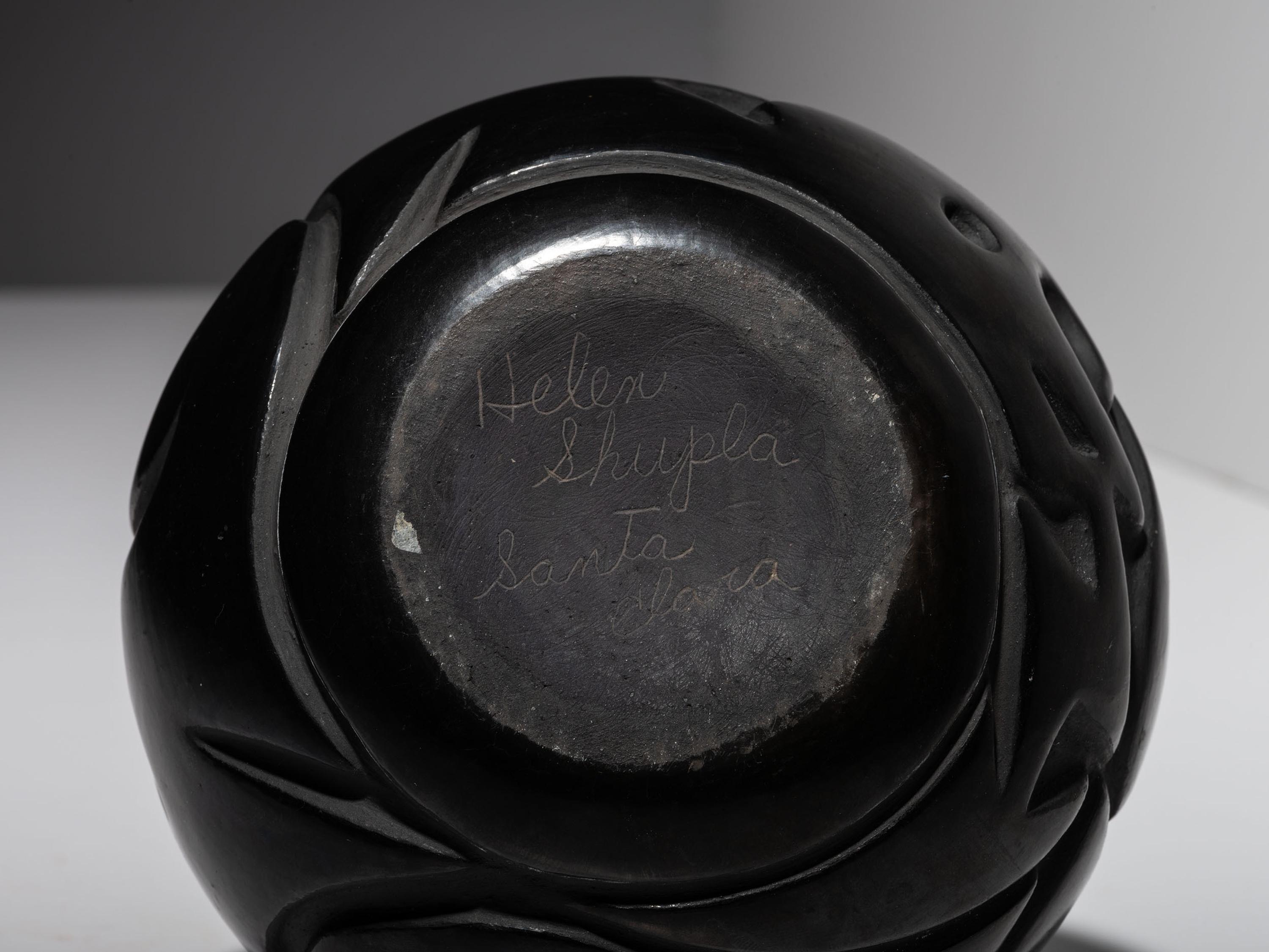Carved Blackware Pottery Jar