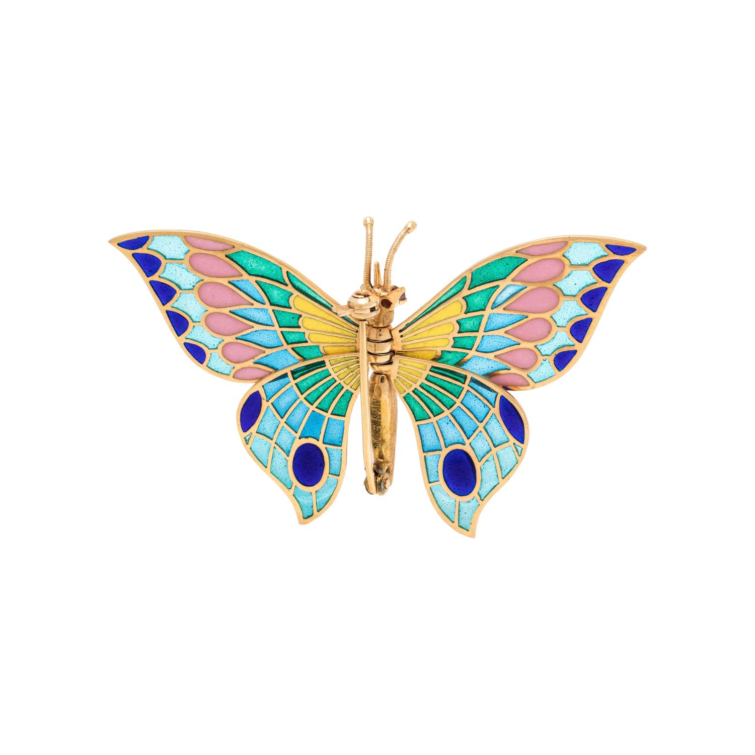 PLIQUE-À-JOUR ENAMEL BUTTERFLY BROOCH