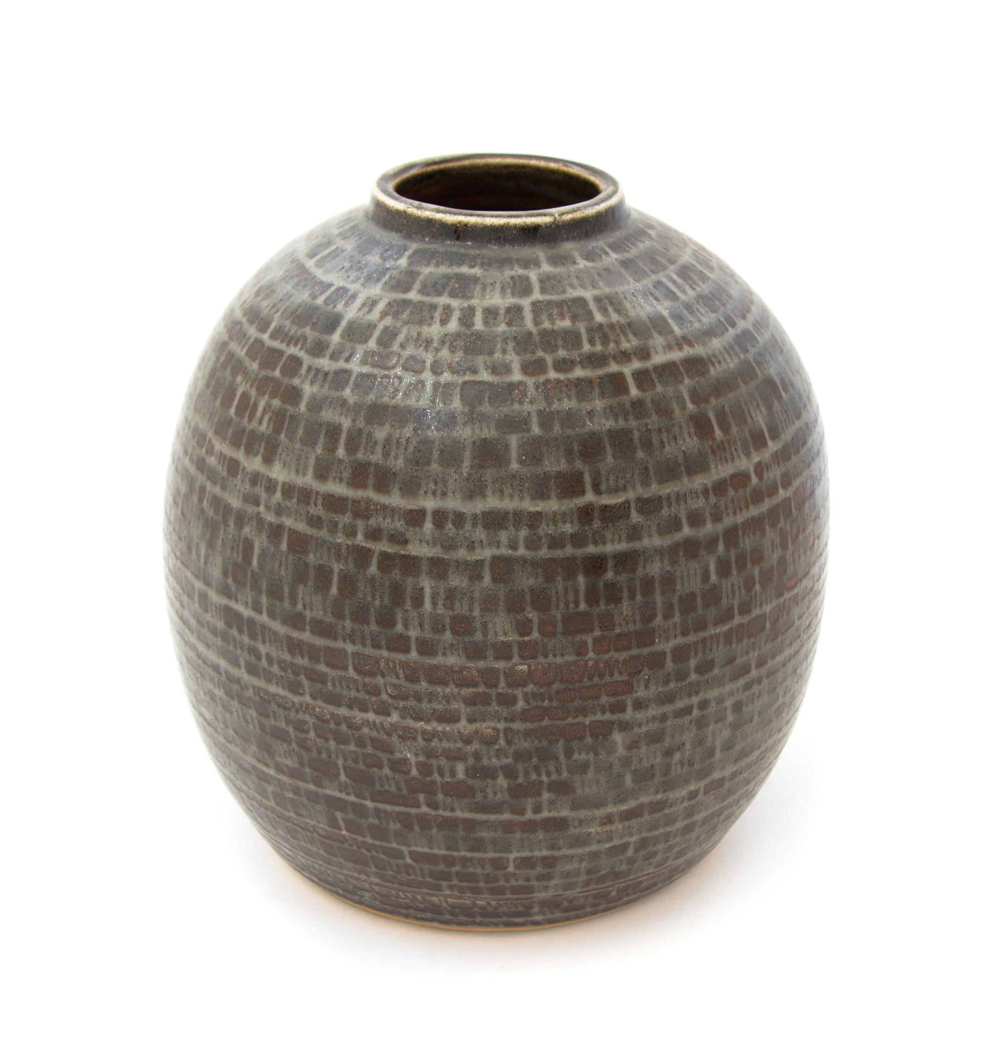 A Swedish Pottery Vase, Carl Harry Stalhane for Rohrstrand Height 8 3/4 inches.