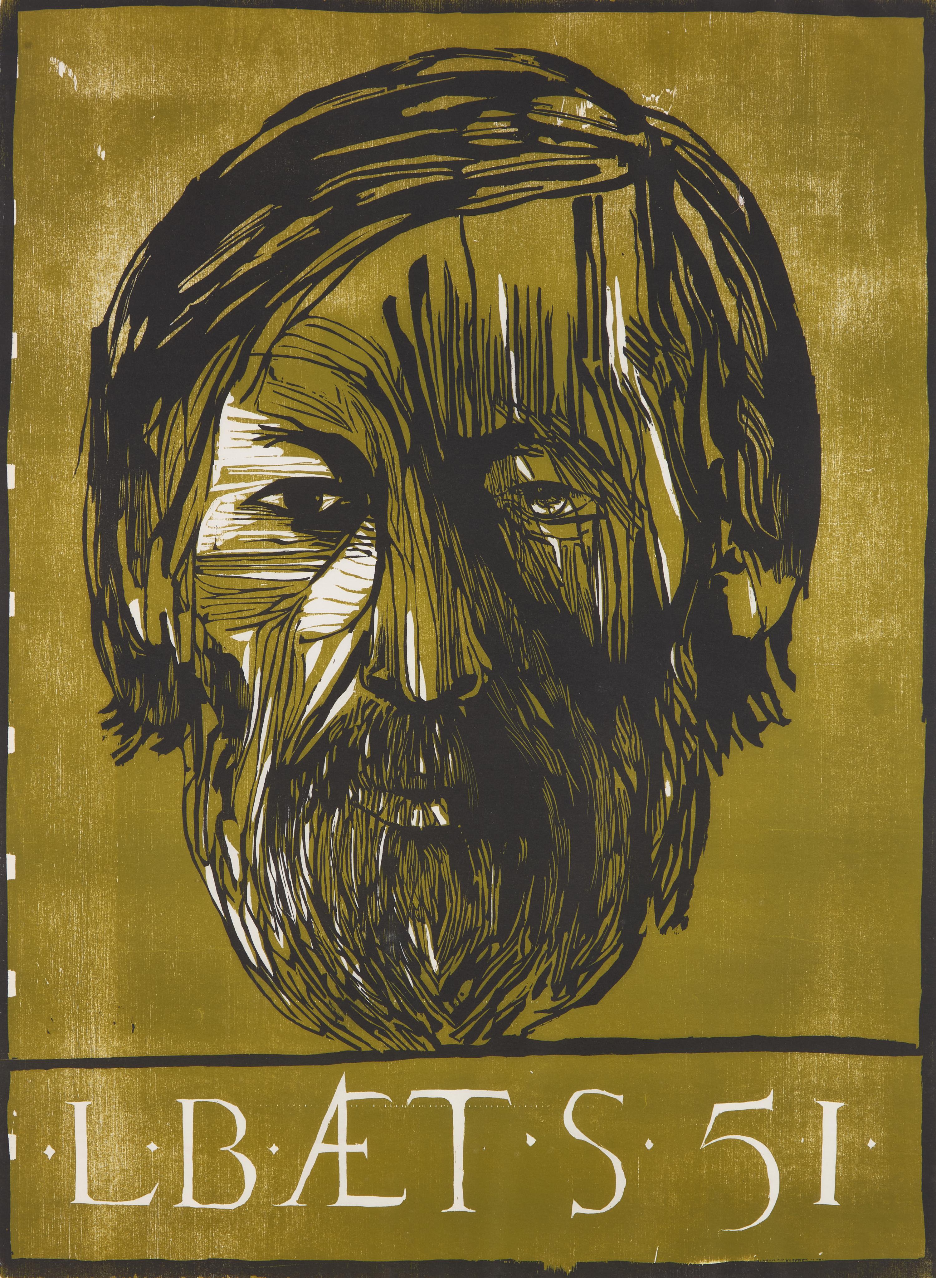 Leonard Baskin (American, 1922-2000) — Self Portrait – L.B. AE T. S. 51 (Self-Portrait at age 51), 1973