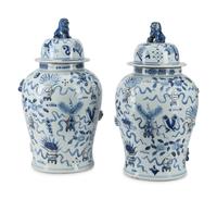 A Pair of Chinese Blue and White Porcelain Jars