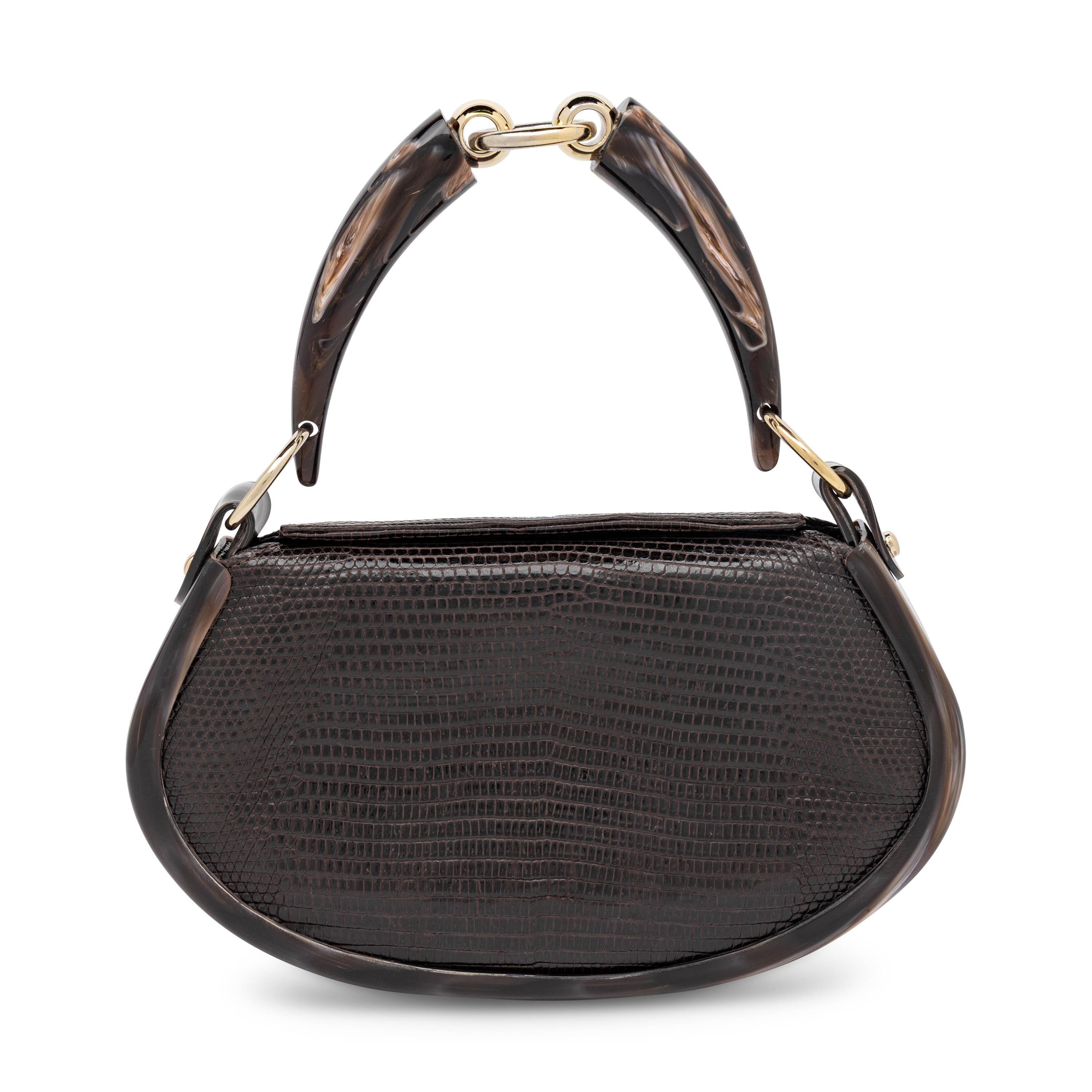 Giorgio Armani Privé, Dark Brown Lizard Skin Handbag