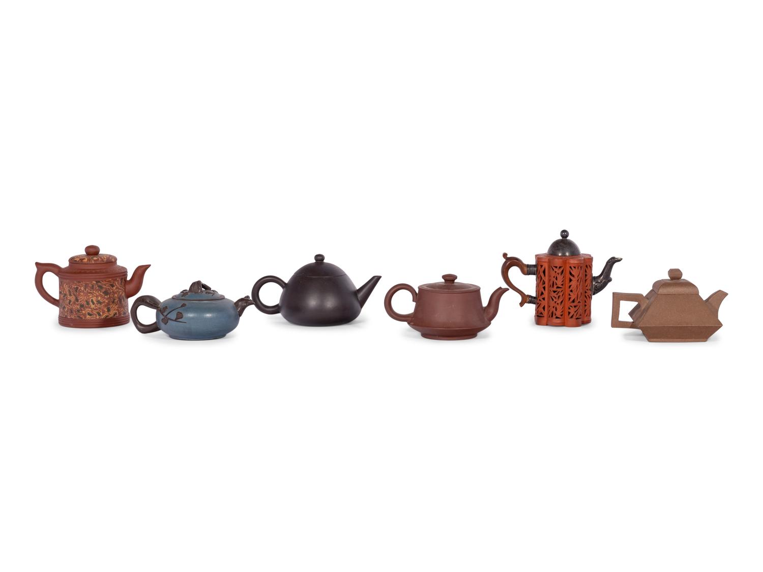 Six Chinese Yixing Zisha Teapots