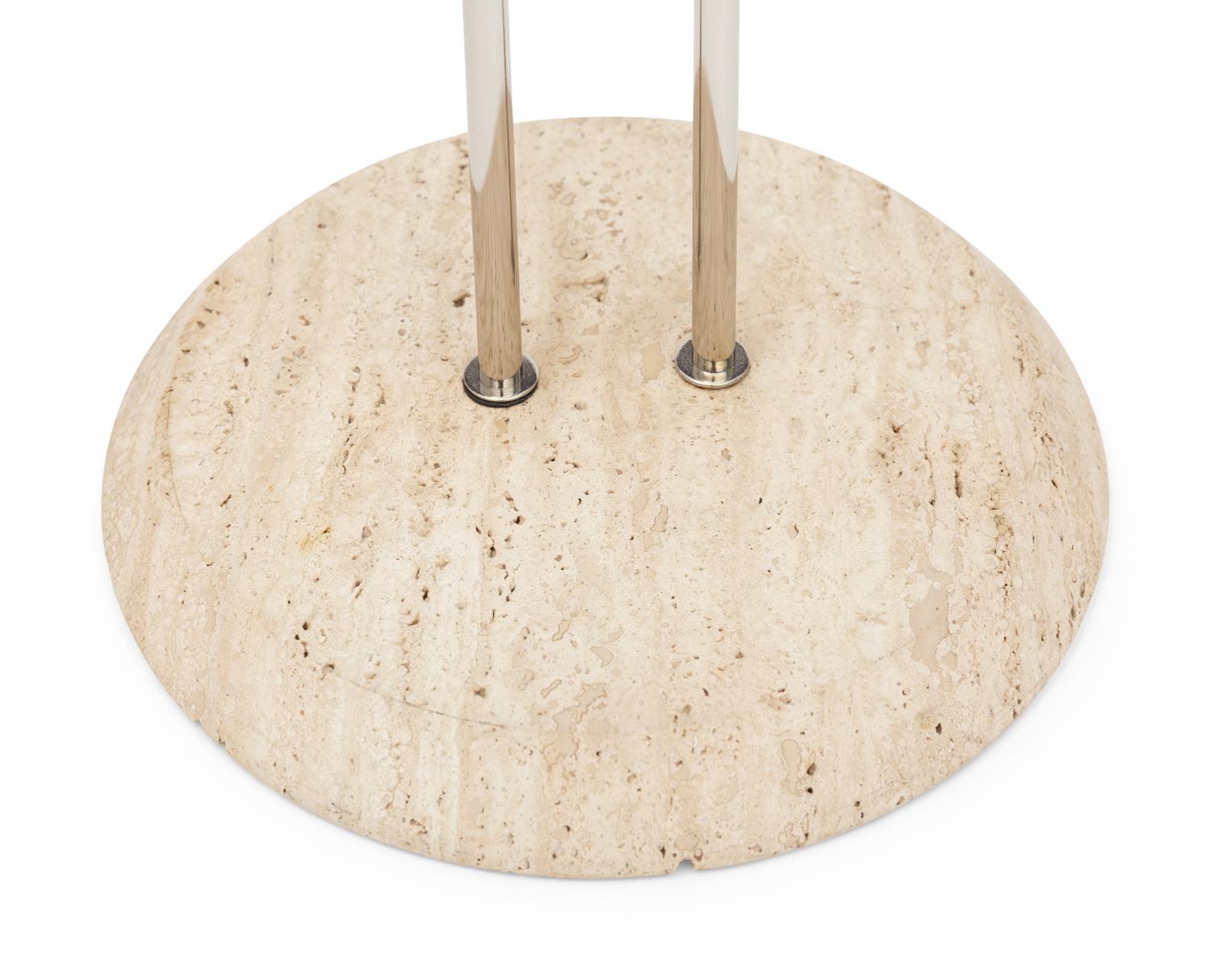 An Italian Travertine, Chrome, and Glass-Top Side Table