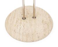 An Italian Travertine, Chrome, and Glass-Top Side Table