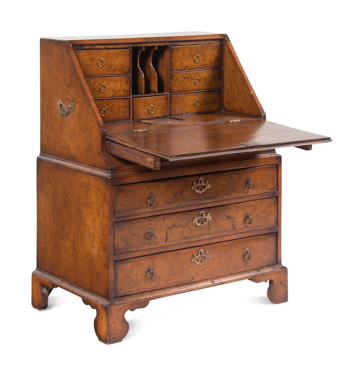 A George II Burl Walnut Slant-Front Desk
