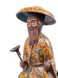 Three Chinese Yellow Ground Cloisonné Enameled Figural Articles