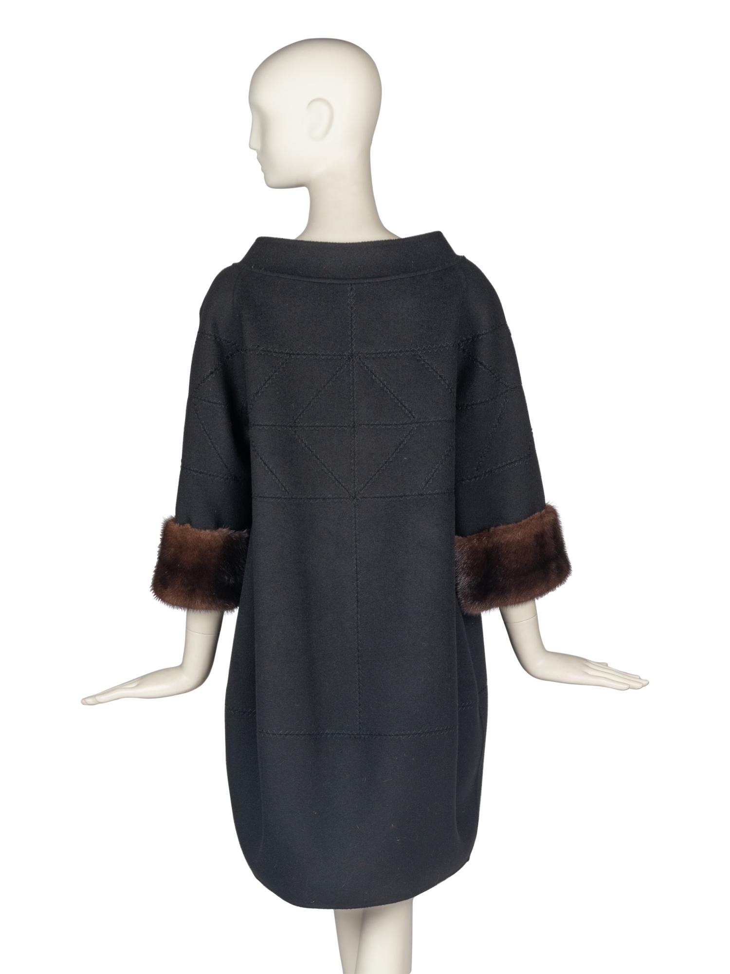 J. Mendel Wool Coat With Mink Trim