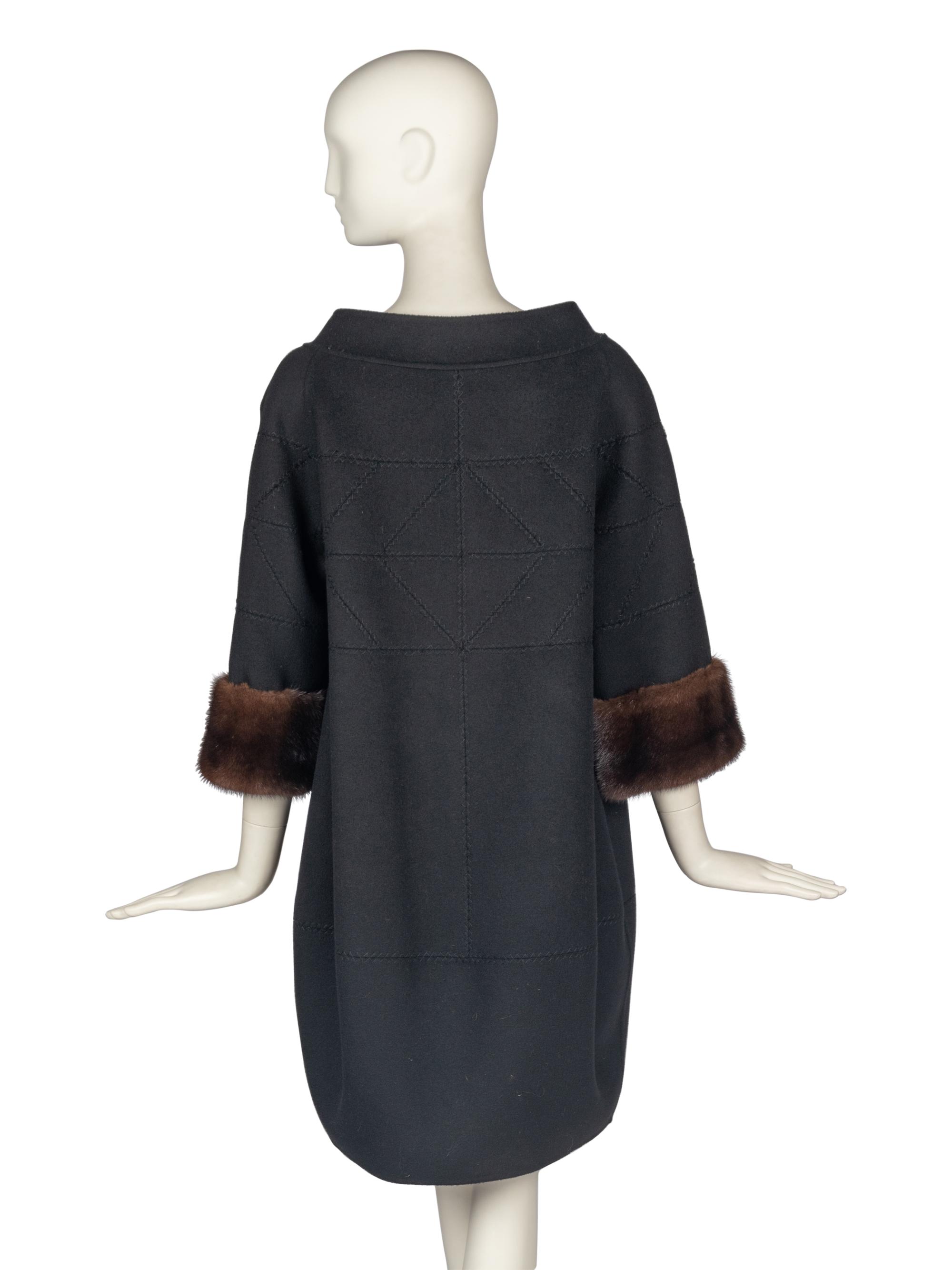 J. Mendel Wool Coat With Mink Trim