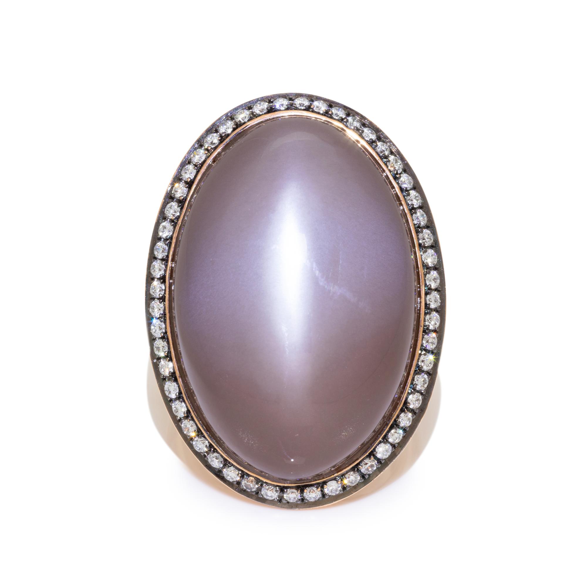 MOONSTONE AND DIAMOND RING