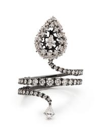 A Black Rhodium Gold and Diamond Snake Ring, Mariani,