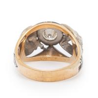 DIAMOND, ENAMEL, AND BICOLOR GOLD MASONIC RING