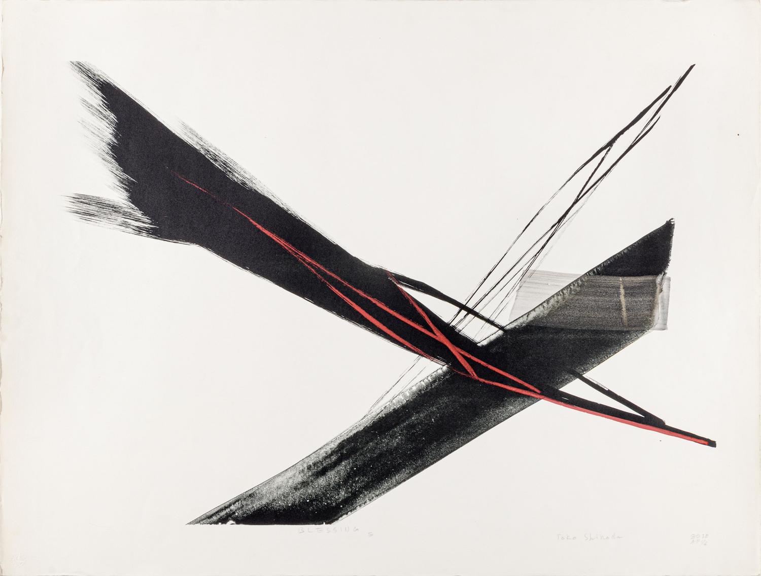 A group of three prints ( Blessing E, Reminiscence, and Ascent A )