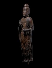 A Japanese Wood Figure of Kannon