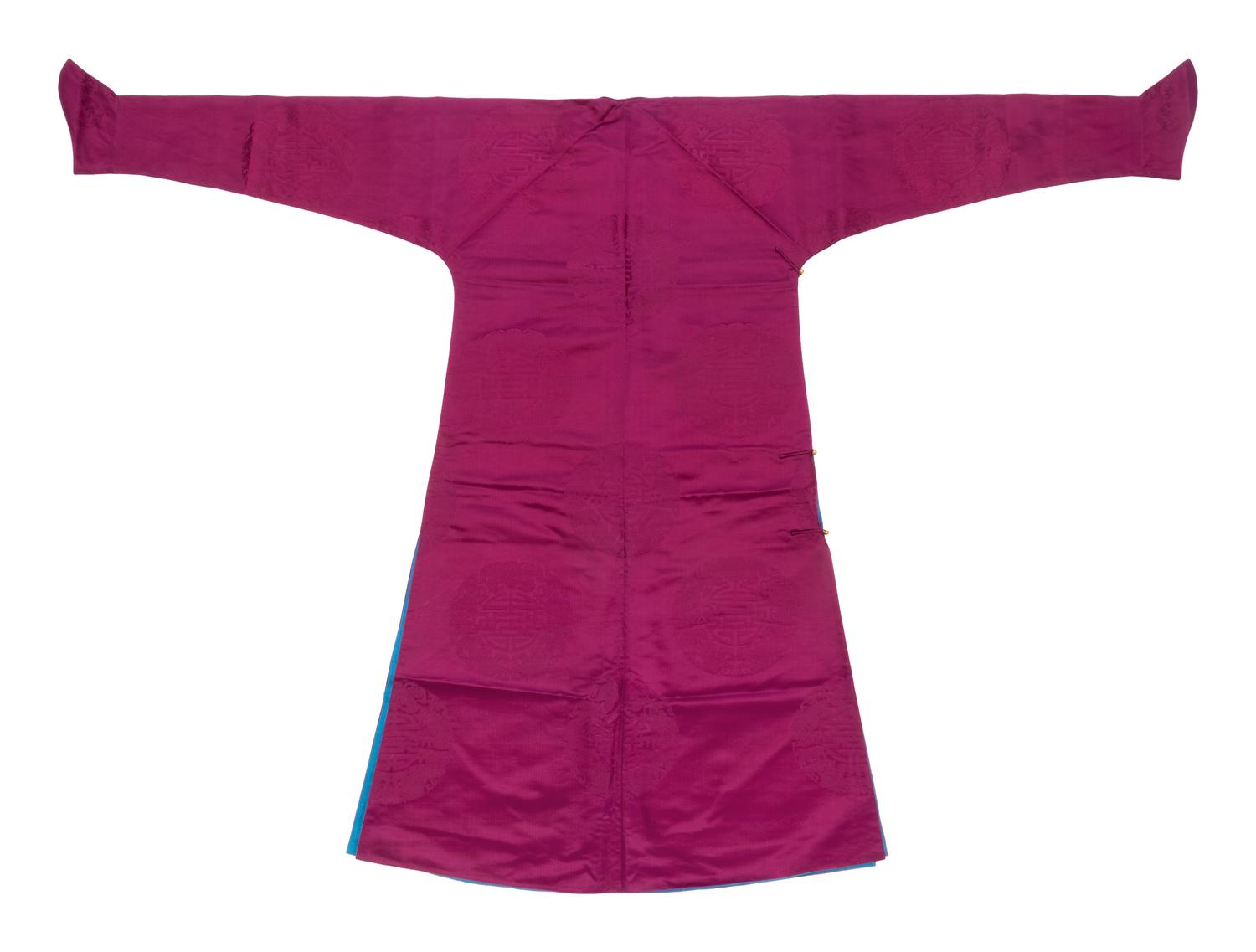 A Magenta Silk Damask Robe