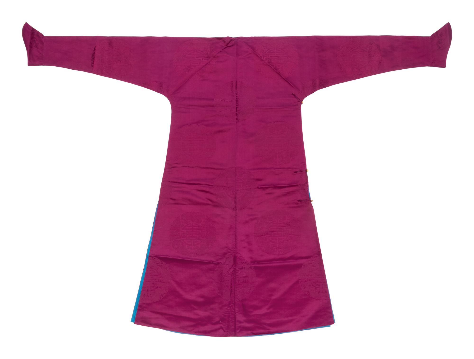 A Magenta Silk Damask Robe