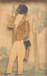 A Pair of Shadowboxes with Painted Paper Cut-Outs of An African-American Lady and Gentleman