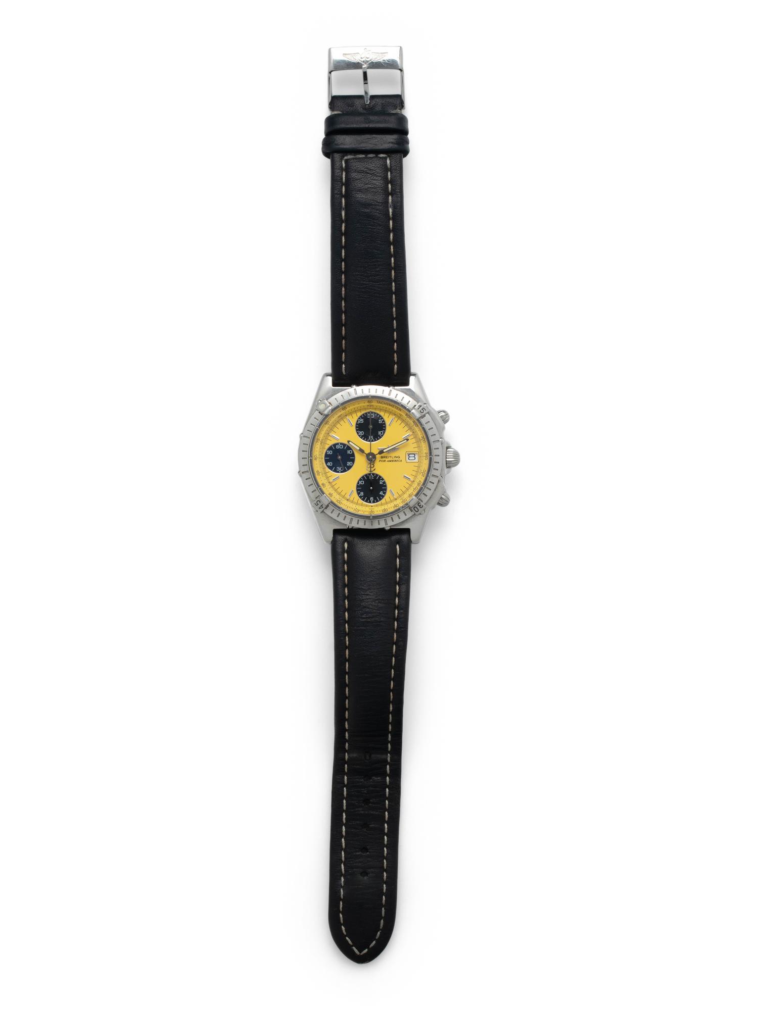 A RARE BREITLING REF. A13050-1 STAINLESS STEEL NOT FOR SALE EDITION 'FOR AMERICA' CHRONOGRAPH WRISTWATCH
