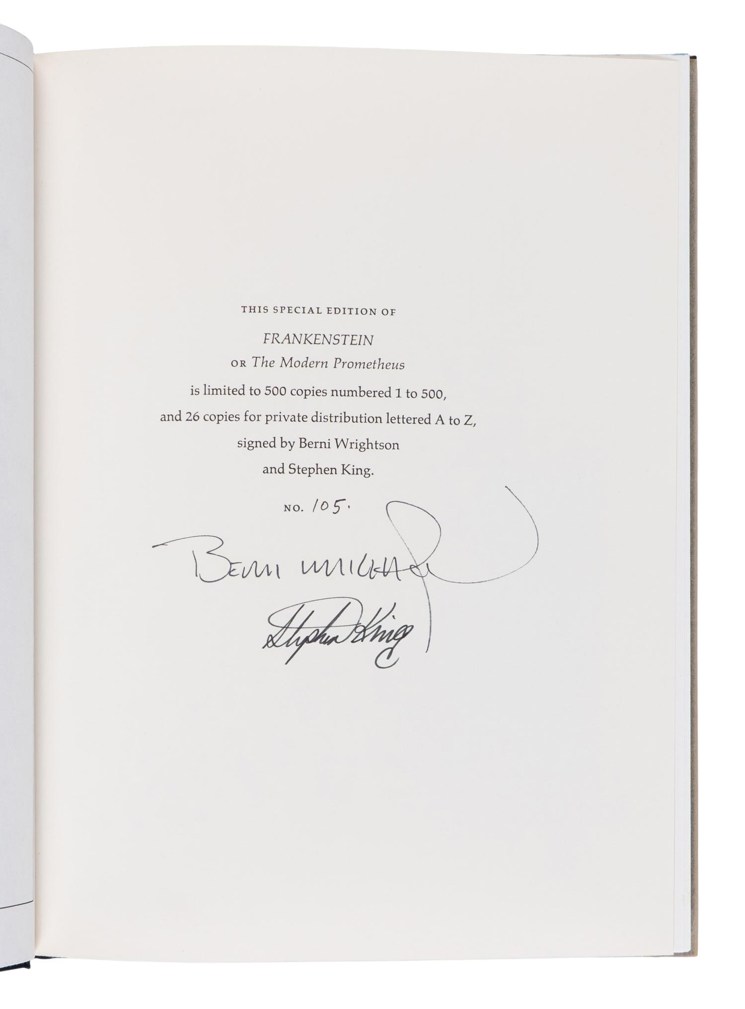[KING, Stephen (b. 1947), introduction]. -- SHELLEY, Mary Wollstonecraft (1797-1851). Frankenstein. New York: Dodd, Mead, & Company, 1983.