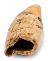 A Scrimshaw Tooth with Depiction of Female Pirate Fanny Campbell and a Patriotic Device