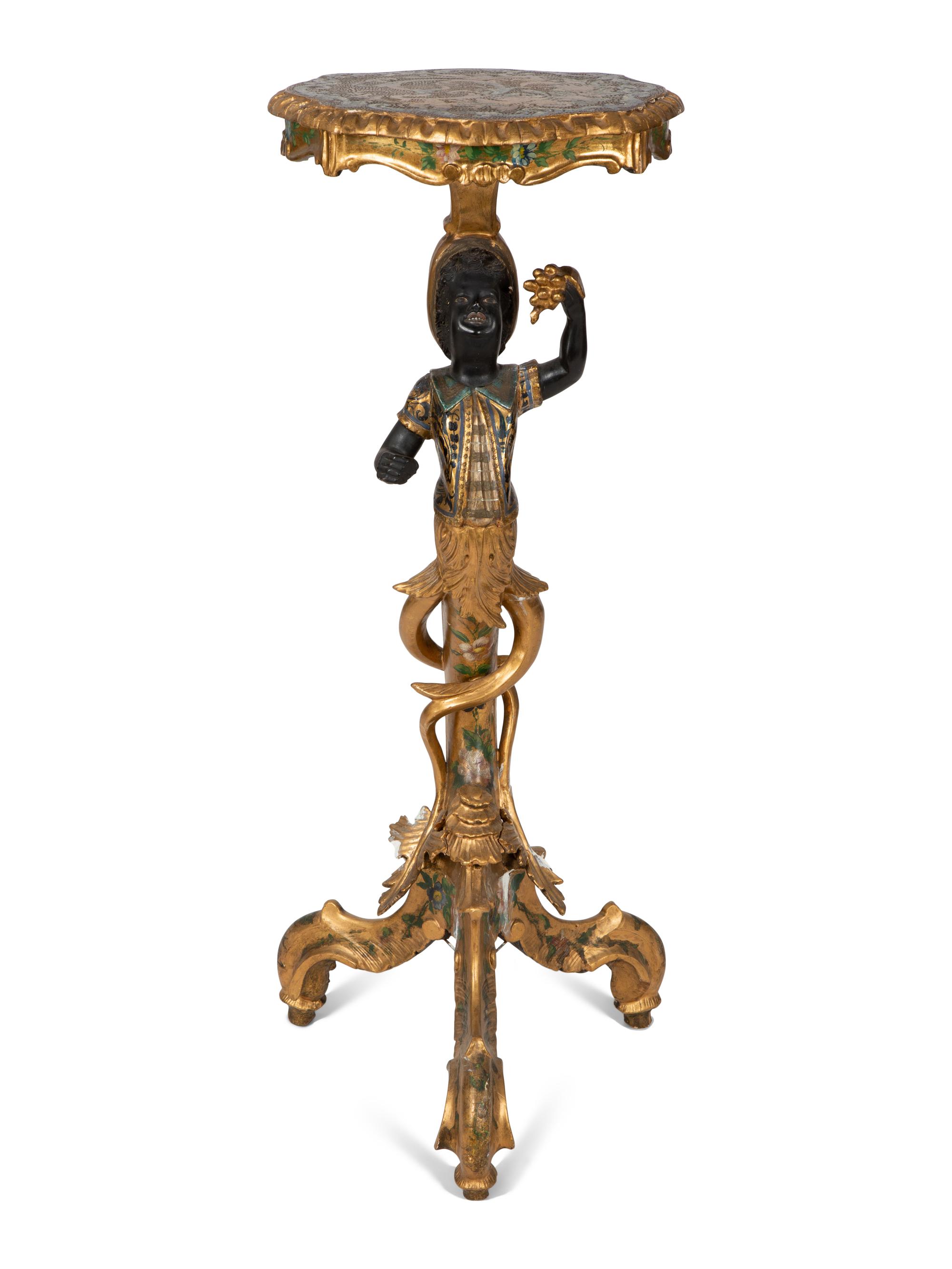 A Venetian Giltwood and Polychrome Figural Pedestal — LATE 19TH/EARLY 20TH CENTURY