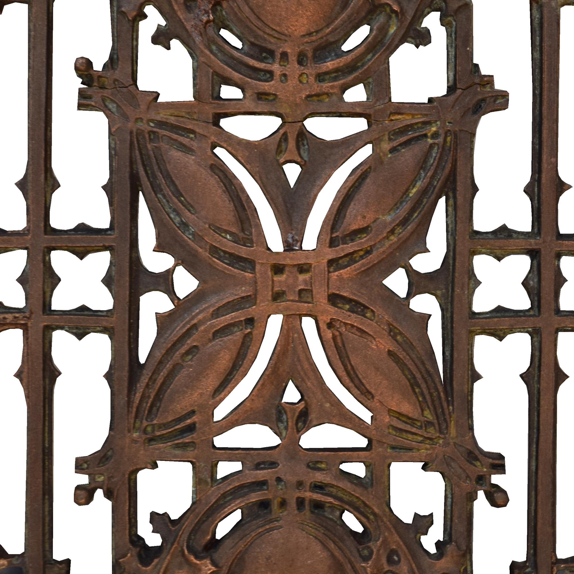 A Sullivan Designed Copper Over Iron Stair Baluster from Schlesinger and Mayer Department Store 10" W x 1" D x 31" H — United States, 1899