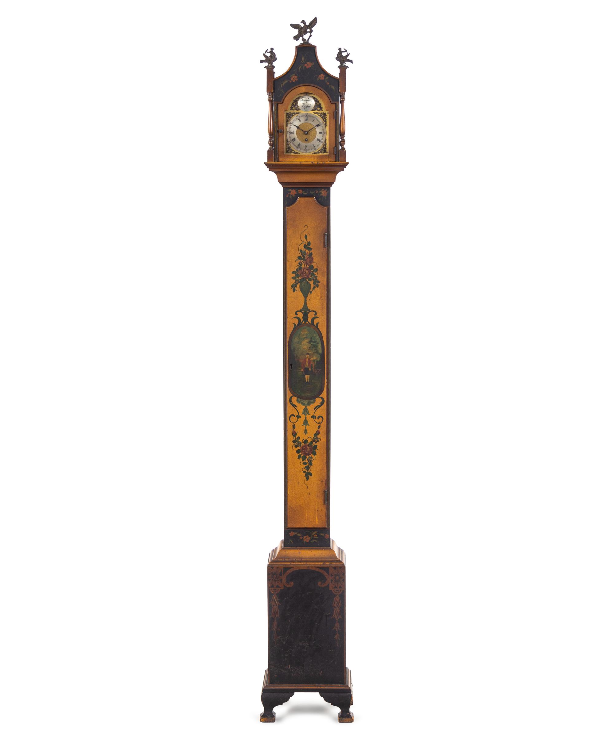 A Painted Mahogany Grandmother Clock — Colonial Mfg. Co., Zeeland Michigan