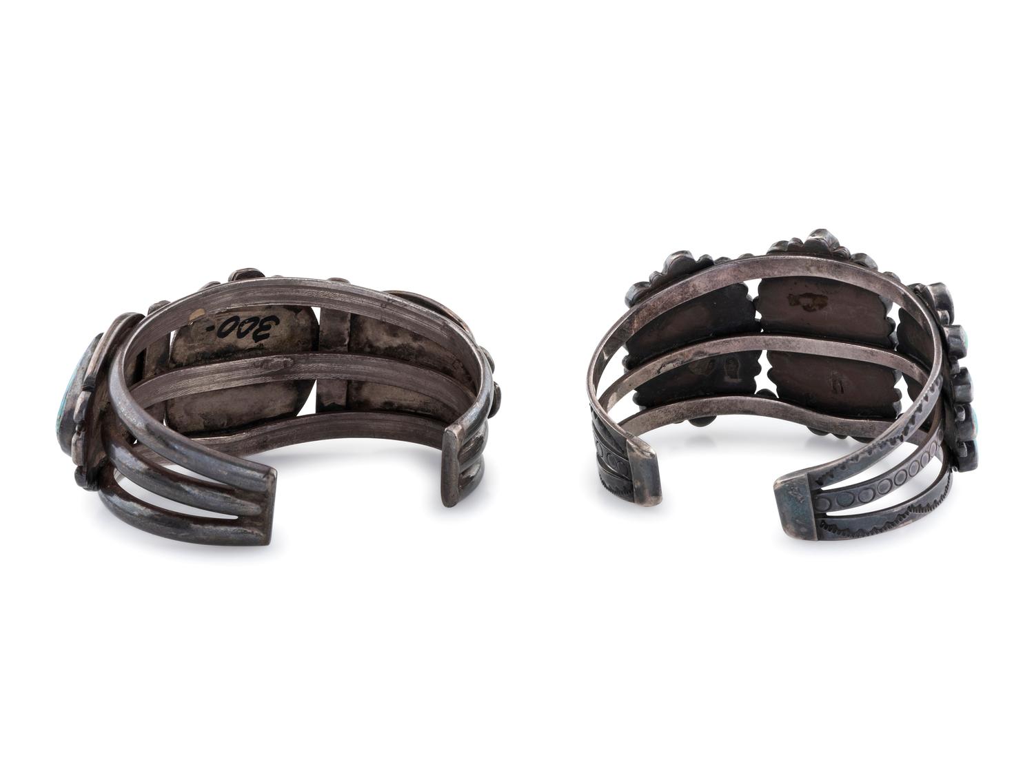 Navajo and Zuni Silver and Turquoise Cuff Bracelets