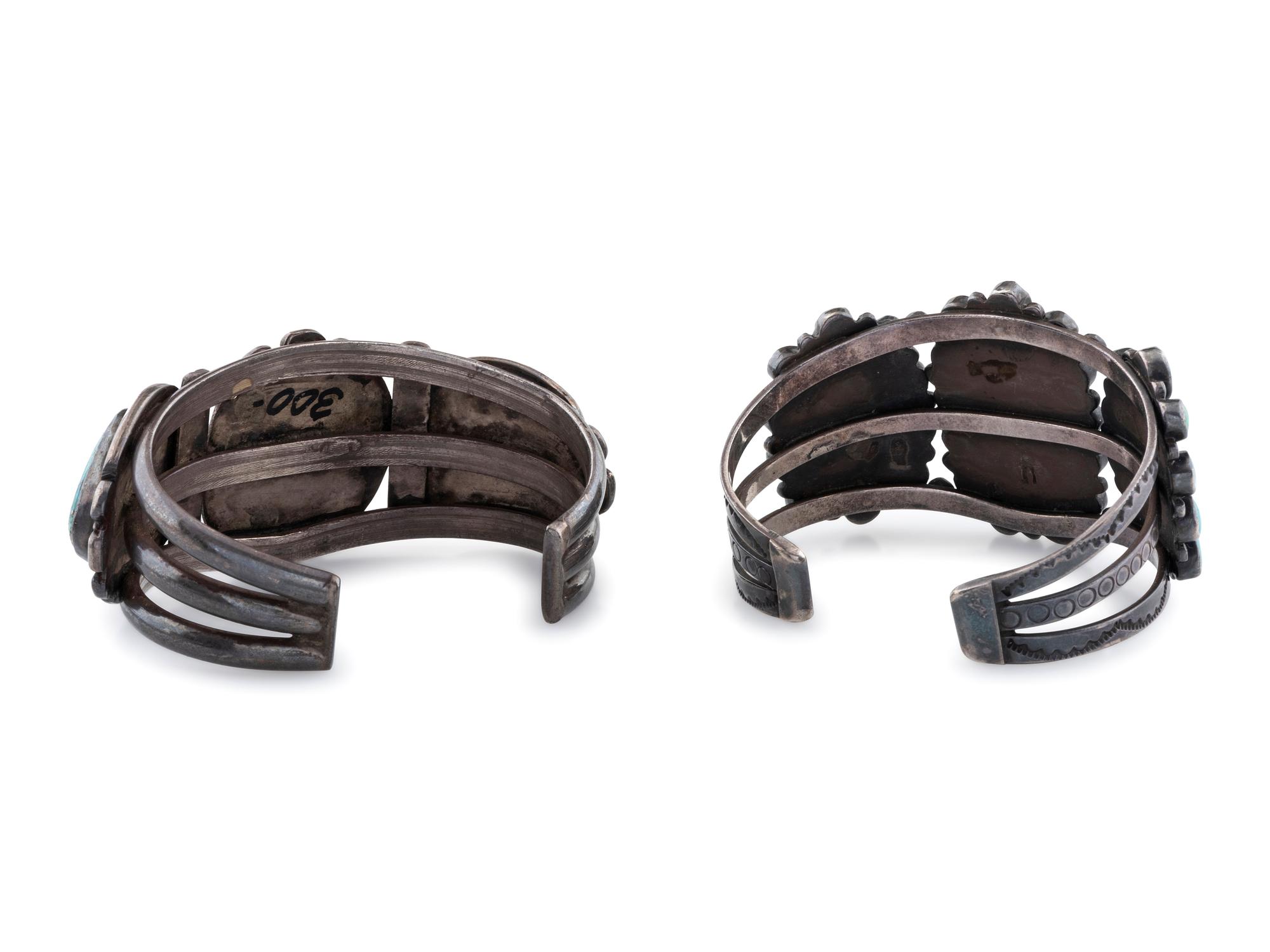 Navajo and Zuni Silver and Turquoise Cuff Bracelets