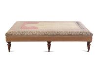 A Large Contemporary Ottoman with Hereke Prayer Rug Upholstery
