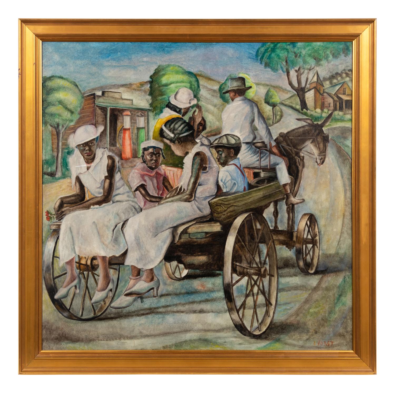 Family on Horse Drawn Cart