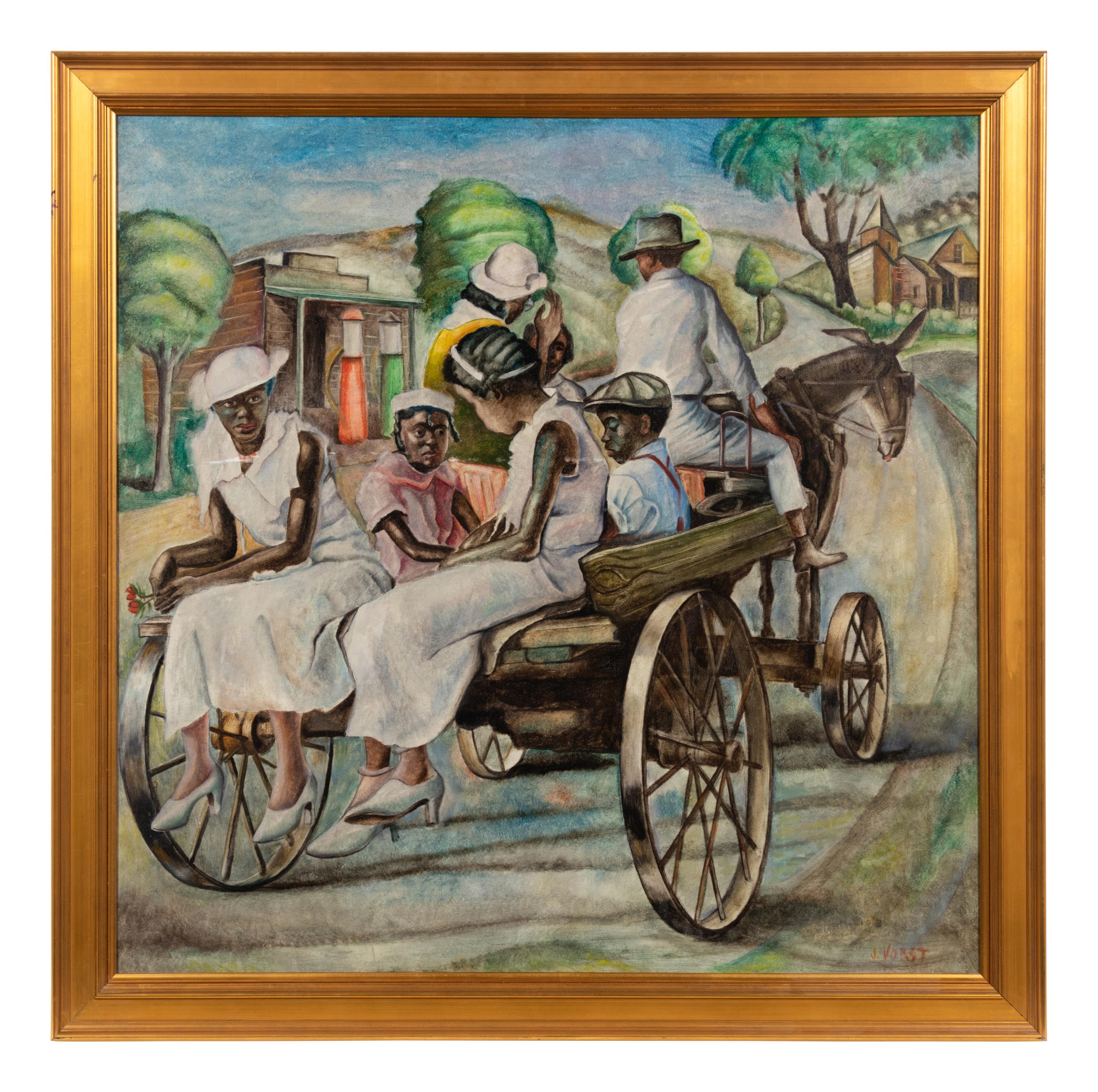Family on Horse Drawn Cart