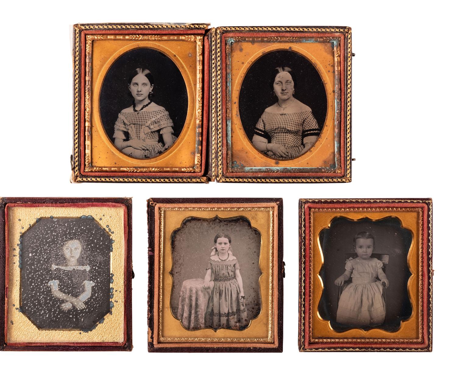[EARLY PHOTOGRAPHY]. 37 sixth plate daguerreotypes and ambrotypes of young girls.