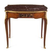 A Louis XV Style Gilt Bronze Mounted Kingwood Marble-Top Table