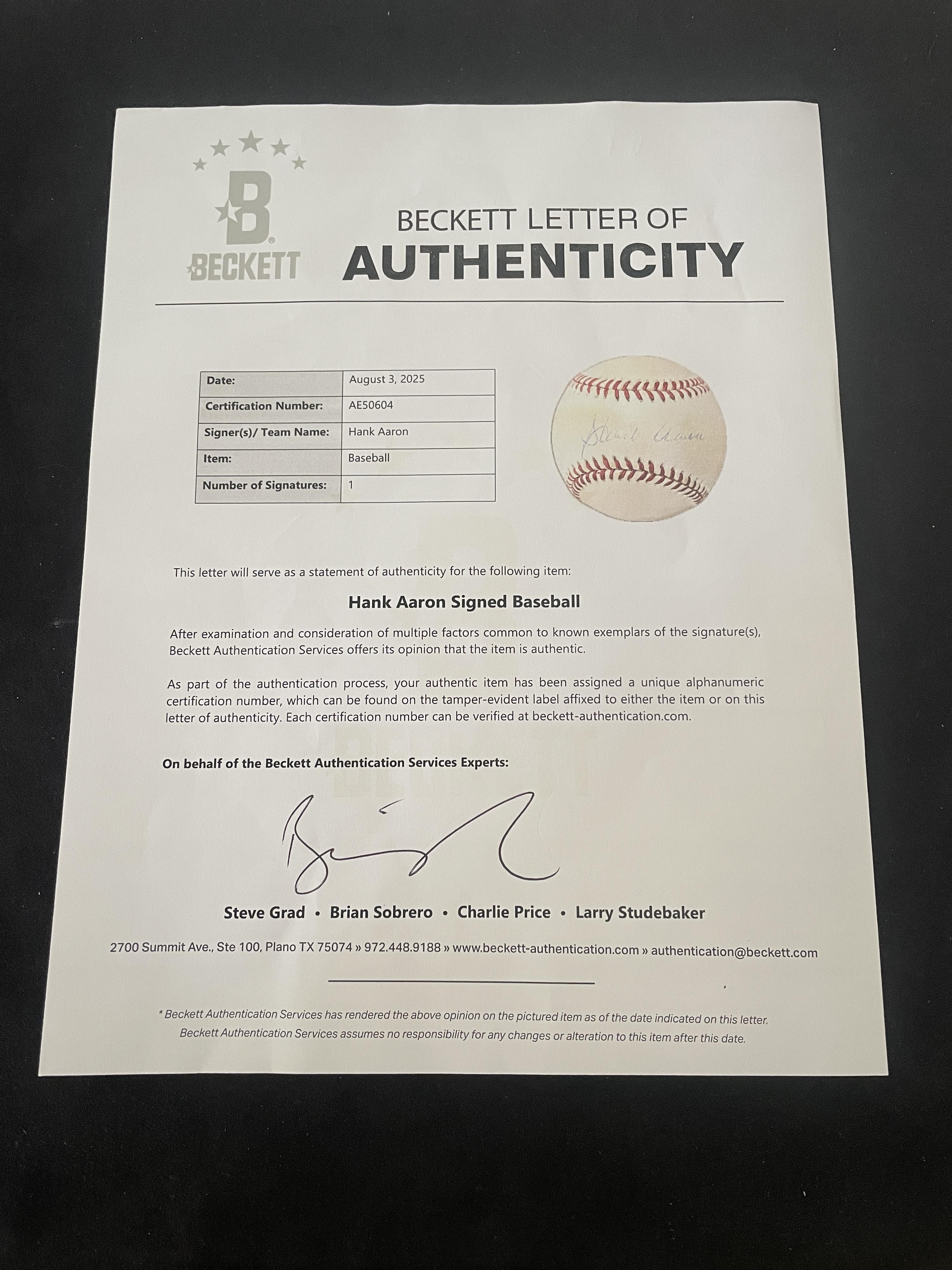 A Collection of Milwaukee Signed Autograph Baseballs Including Hank Aaron (Beckett Authentication Services)