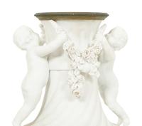 A Pair of Gilt Metal Mounted Bisque Porcelain Urns