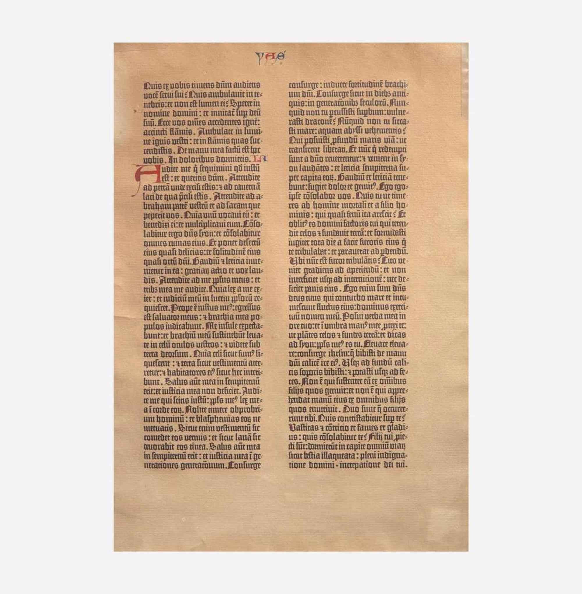 [Early Printing] [Hunter, Dard] (Gutenberg, Johann) Leaf from the Gutenberg Bible